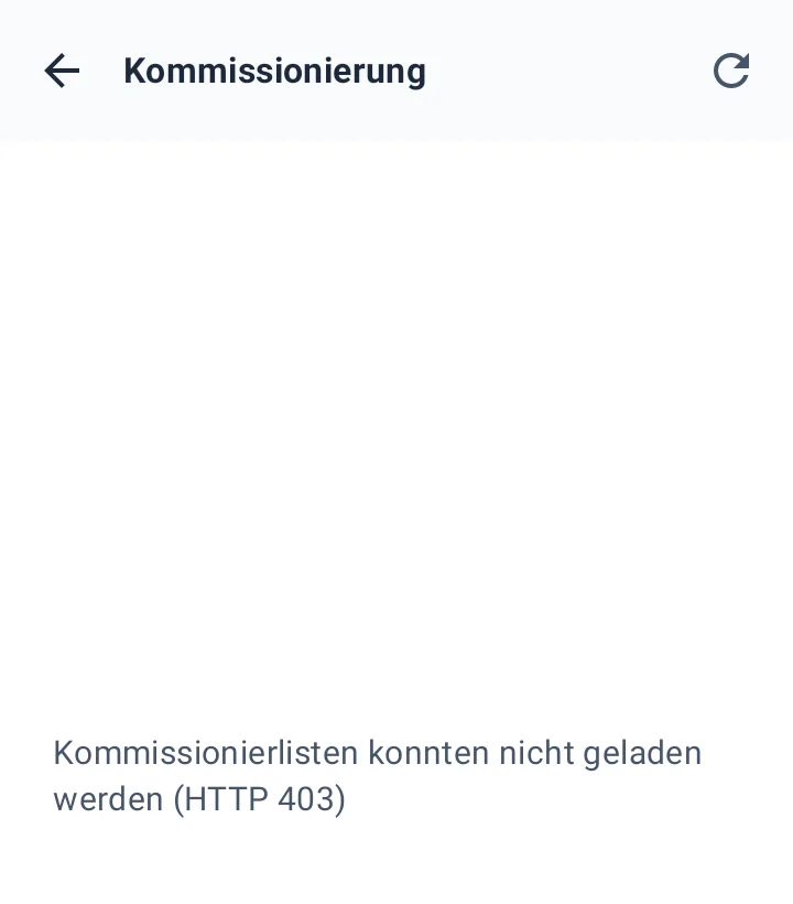 Lager-App Kommissionierung mit der Meldung Kommissionierlisten konnten nicht geladen werden (HTTP 403)