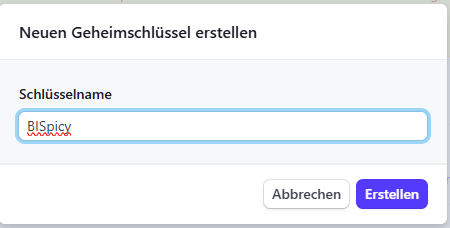 Schlüsselname vergeben
