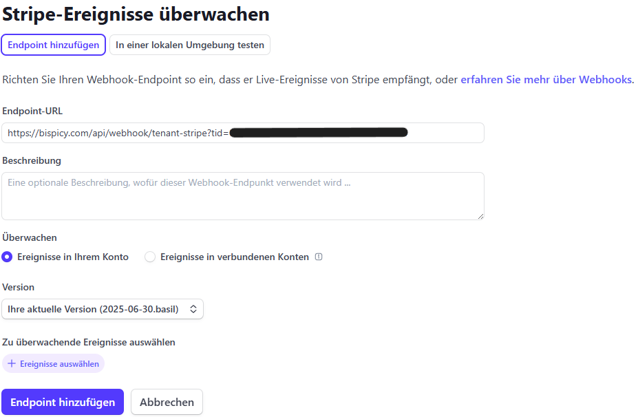 Webhook-Endpoint in Stripe erstellen