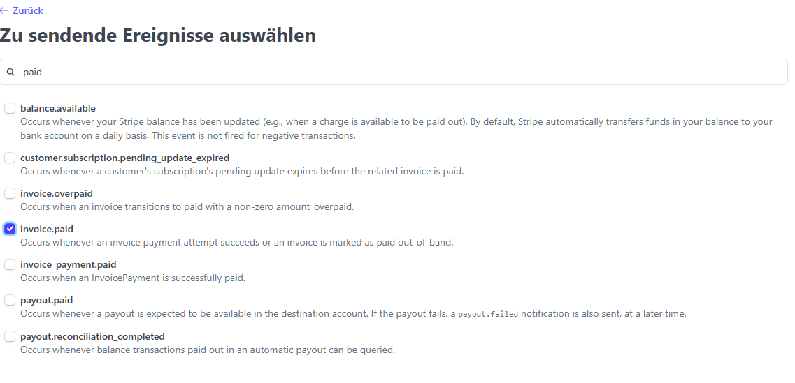 Events suchen und auswählen