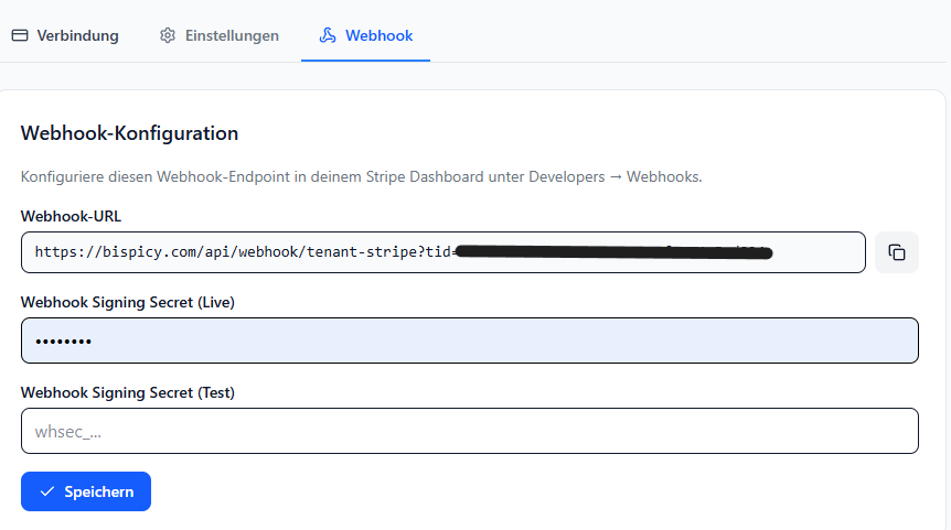 Webhook-Secret in BIS ERP gespeichert